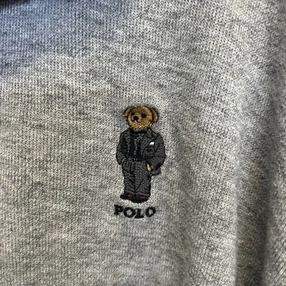 Polo Ralph Lauren Teddy Bear Estate-Rib Quarter Zip Pullover Heather Grey XXL